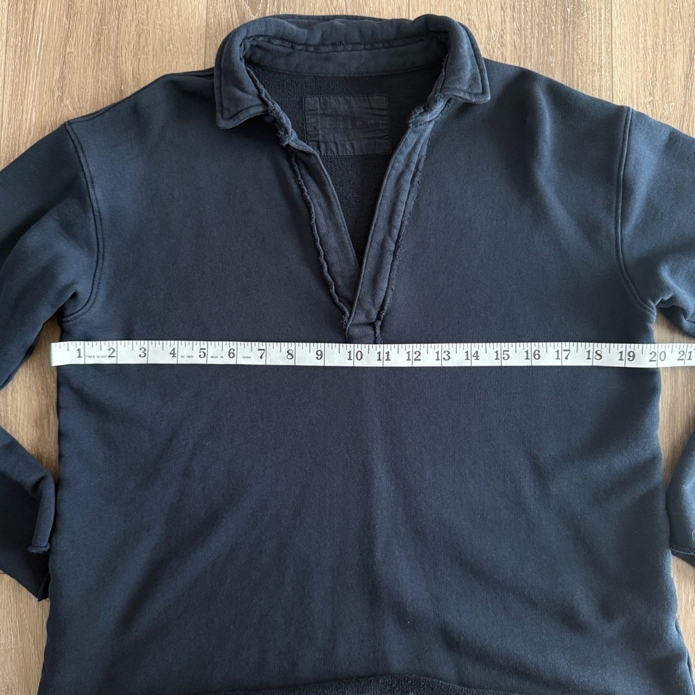 Frank & Eileen Tee Lab Navy Cotton Raw Hem V-Neck Sweatshirt LAB510TF Size S - Picture 6 of 7